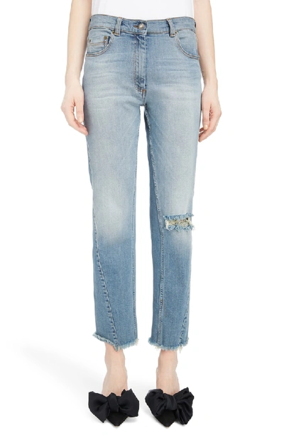 Shop Magda Butrym Curved Seam Straight Leg Jeans In Blue