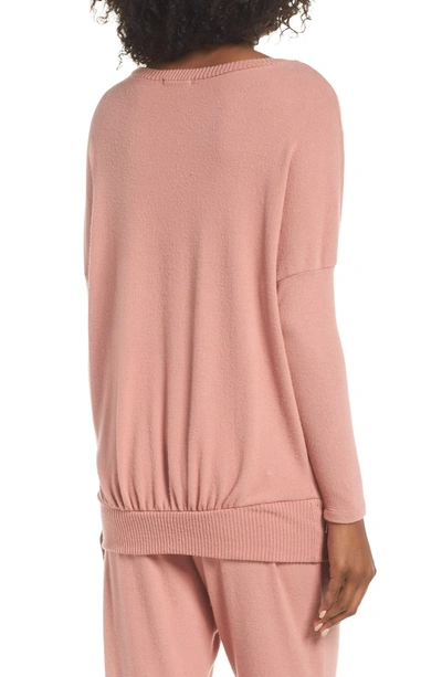 Shop Eberjey 'cozy Time' Slouchy Long Sleeve Tee In Old Rose