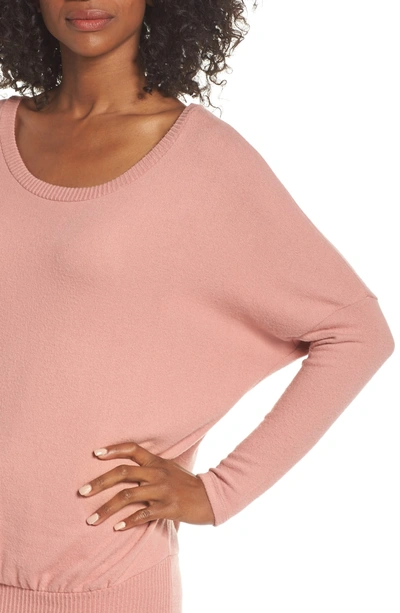 Shop Eberjey 'cozy Time' Slouchy Long Sleeve Tee In Old Rose