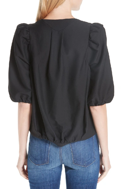 Shop Ba&sh Petra Cotton Blend Puff Sleeve Blouse In Black