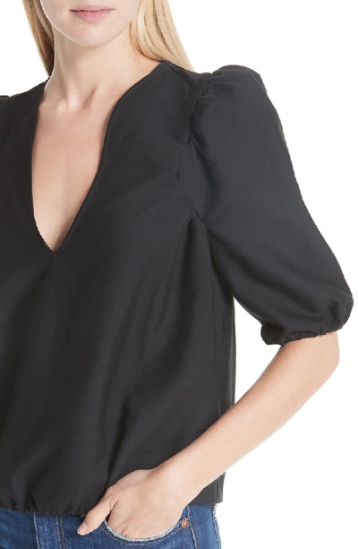 Shop Ba&sh Petra Cotton Blend Puff Sleeve Blouse In Black