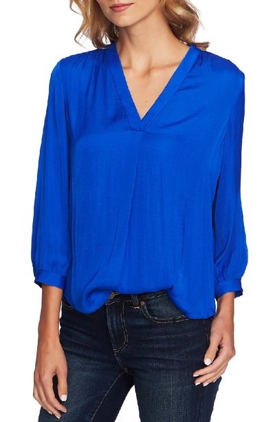 Shop Vince Camuto Rumple Fabric Blouse In Cobalt