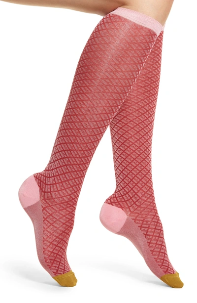 Shop Hysteria By Happy Socks Alma Knee Socks In Pink/ Red