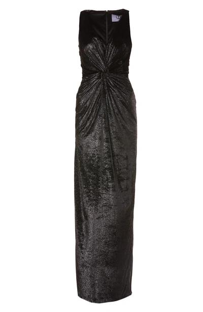 Shop Js Collections Velvet Twist Gown In Black