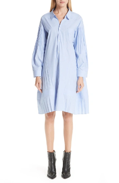 Shop Junya Watanabe Pleated Shirtdress In 1 - Sax Blue