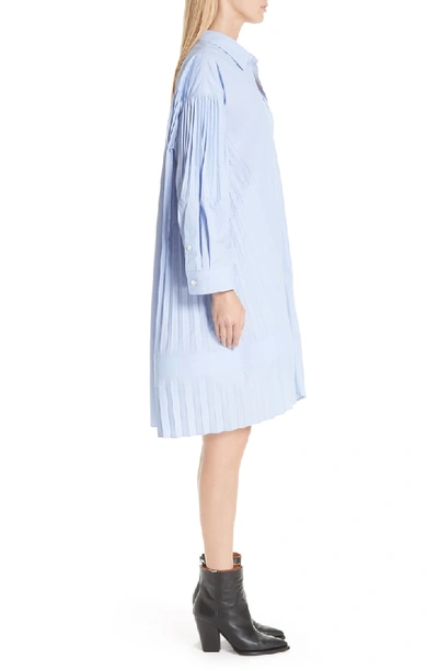 Shop Junya Watanabe Pleated Shirtdress In 1 - Sax Blue