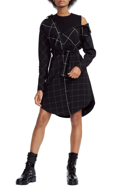 Shop Maje Windowpane Plaid Shirtdress In Checked