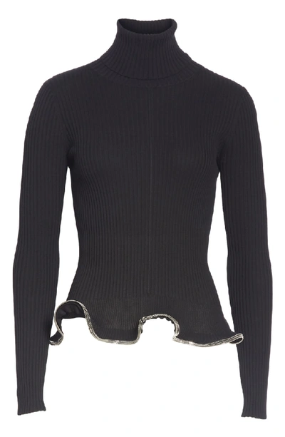 Shop Alexander Wang Ruffle Zipper Hem Sweater In Black
