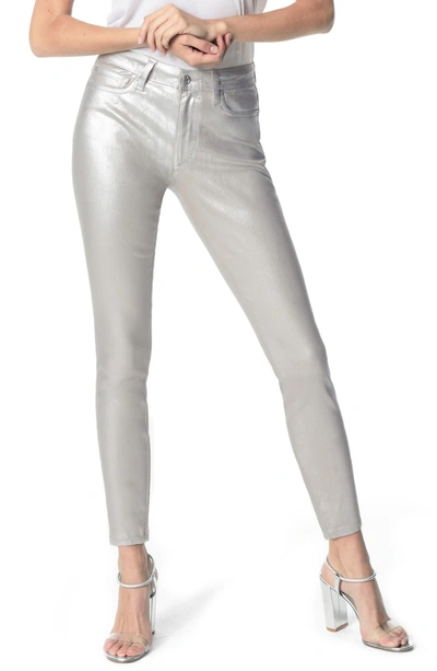 Shop Joe's Charlie Coated High Waist Ankle Skinny Jeans In Silver