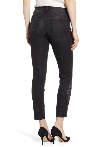 Shop Jen7 Embroidered Ankle Skinny Jeans In Riche Touch Aged Black
