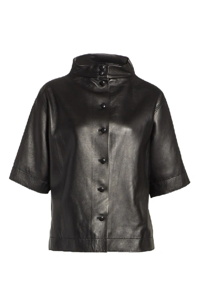 Shop Marc Jacobs Button Back Leather Top In Black