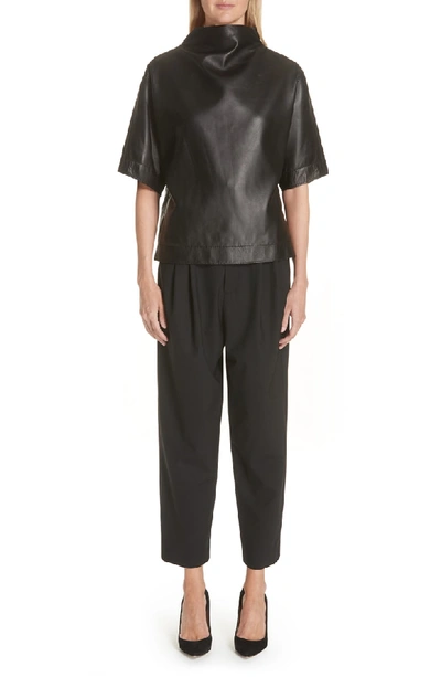 Shop Marc Jacobs Button Back Leather Top In Black