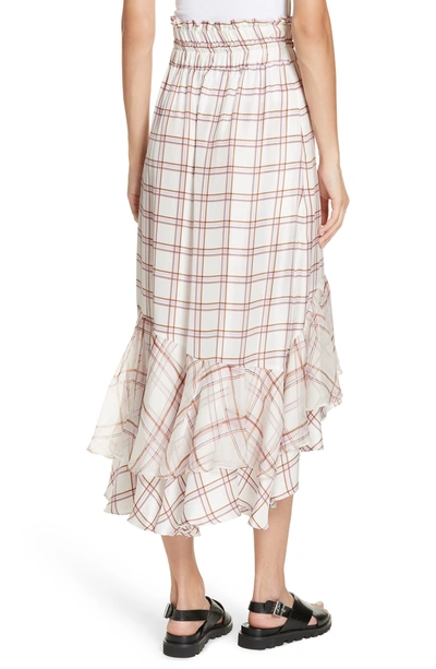 Shop Lee Mathews Holly Check Ruffle Skirt In Raspberry