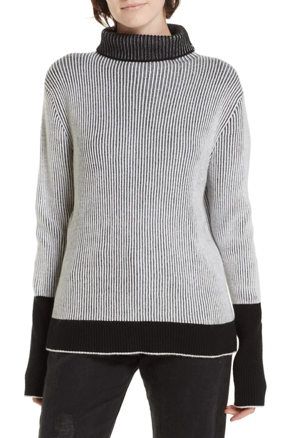 Shop La Ligne Aaa Turtleneck Cashmere Sweater In Cream/ Black