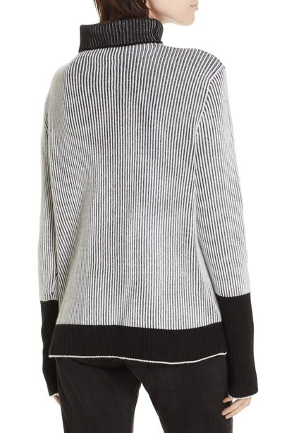 Shop La Ligne Aaa Turtleneck Cashmere Sweater In Cream/ Black