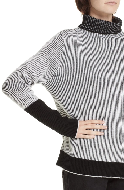 Shop La Ligne Aaa Turtleneck Cashmere Sweater In Cream/ Black