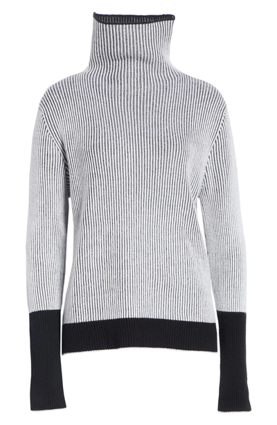 Shop La Ligne Aaa Turtleneck Cashmere Sweater In Cream/ Black