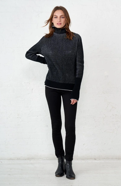 Shop La Ligne Aaa Turtleneck Cashmere Sweater In Black/ Cream