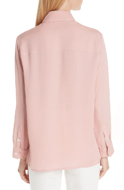 Shop Mansur Gavriel Button Up Silk Blouse In Blush