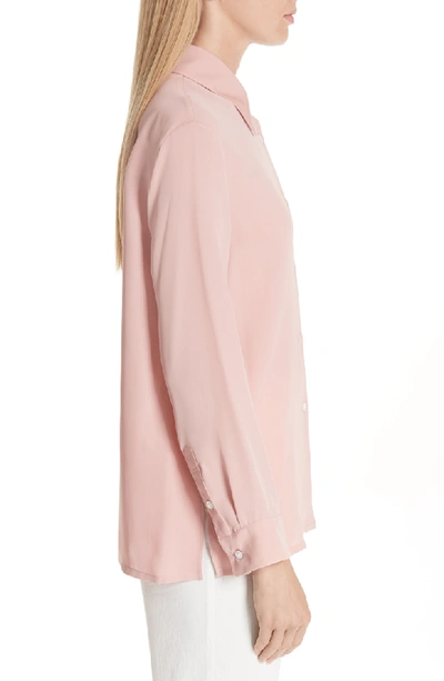 Shop Mansur Gavriel Button Up Silk Blouse In Blush