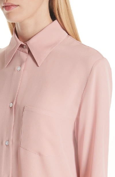 Shop Mansur Gavriel Button Up Silk Blouse In Blush