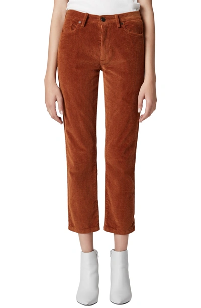 Blanknyc The Madison Corduroy Ankle Straight Leg Pants In Clockwork Copper