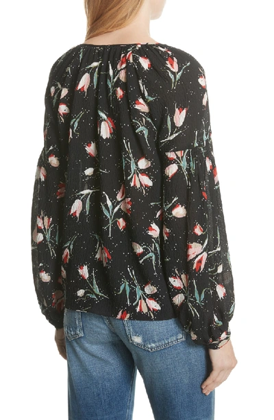Shop Rebecca Taylor Stretch Silk Floral Top In Black Combo