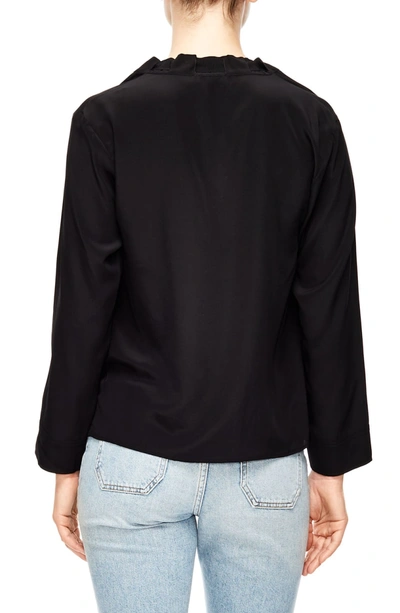 Shop Sandro Leo Tie Neck Silk Top In Black