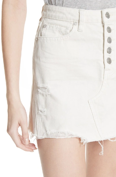 Shop Free People Destroyed Denim Miniskirt In White