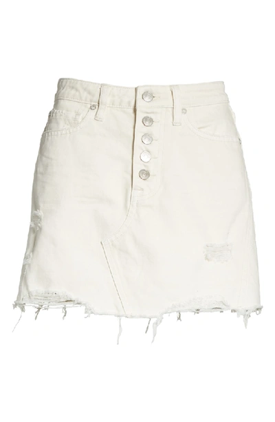 Shop Free People Destroyed Denim Miniskirt In White