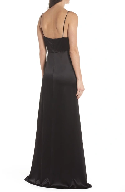 Shop Jill Jill Stuart Faux Wrap Satin Gown In Black