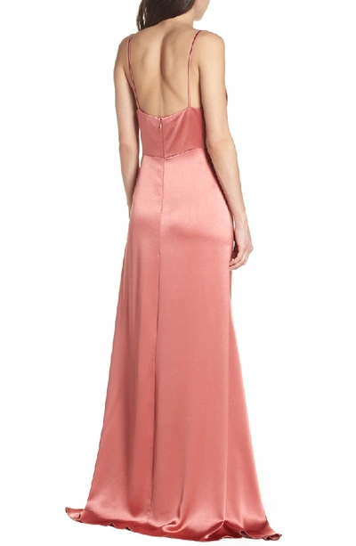 Shop Jill Jill Stuart Faux Wrap Satin Gown In Rosewood