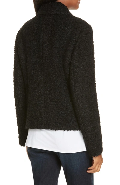 Shop Eileen Fisher Alpaca Wool Blend Boucle Moto Jacket In Black