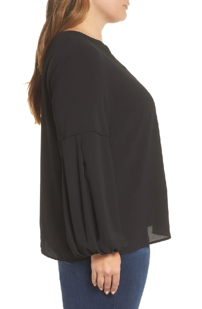 Shop Vince Camuto Bubble Sleeve Crepe Blouse In Rich Black