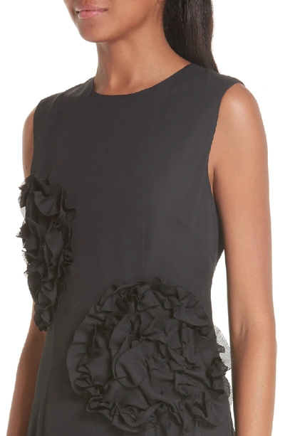 Shop Simone Rocha Flower Georgette Sheath Dress In Black