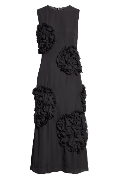 Shop Simone Rocha Flower Georgette Sheath Dress In Black