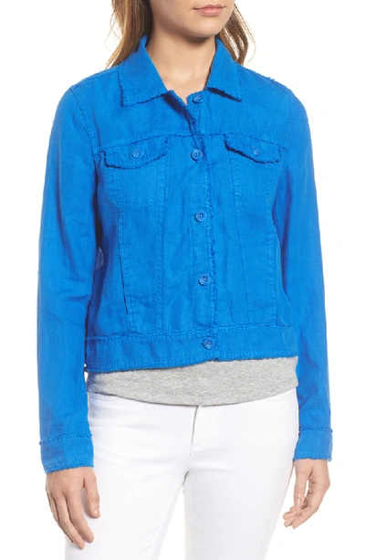 Shop Tommy Bahama 'two Palms' Linen Raw Edge Jacket In Cobalt