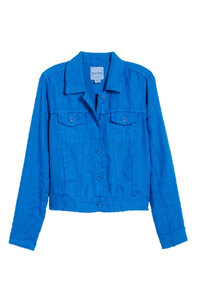 Shop Tommy Bahama 'two Palms' Linen Raw Edge Jacket In Cobalt