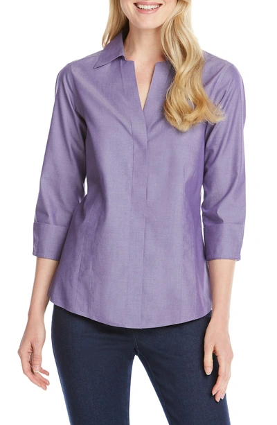 Shop Foxcroft Fitted Non-iron Shirt In Perfect Plum