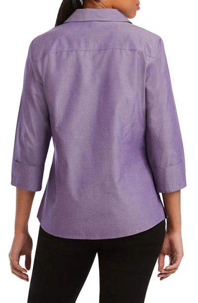 Shop Foxcroft Fitted Non-iron Shirt In Perfect Plum