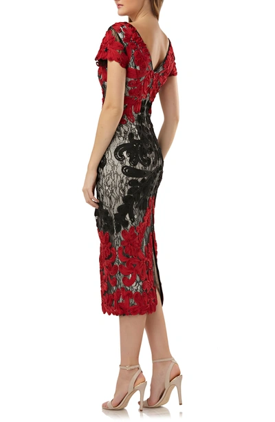 Shop Js Collections Soutache Lace Midi Dress In Red/ Black