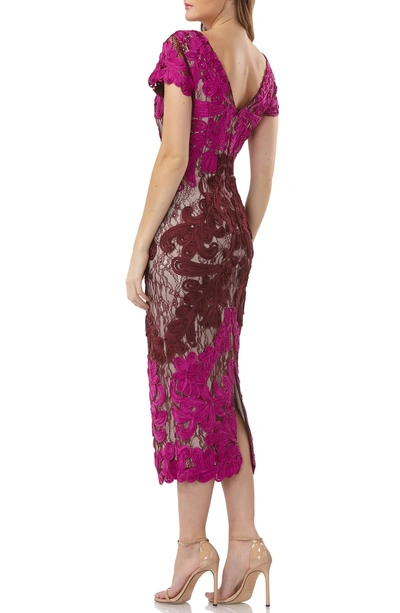 Shop Js Collections Soutache Lace Midi Dress In Magenta/ Cabernet