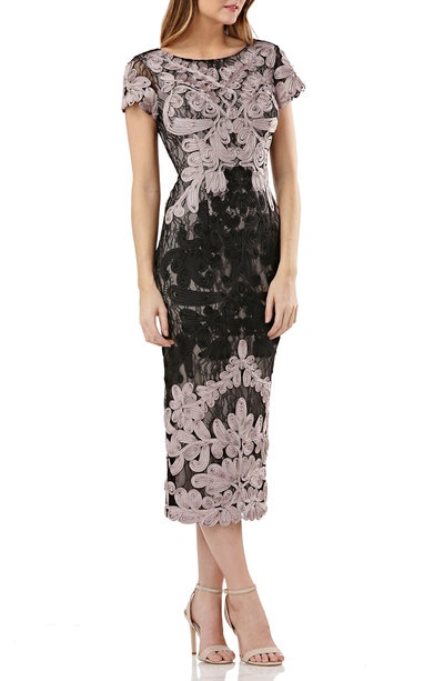 Shop Js Collections Soutache Lace Midi Dress In Lilac/ Black