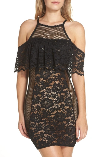 Shop Else Petunia Cold Shoulder Lace Chemise In Black