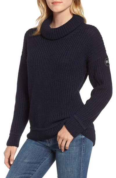 Shop Canada Goose Williston Wool Turtleneck Sweater In Navy