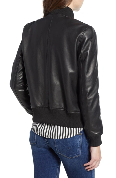 Shop Hudson Leather Bomber Jacket In Black