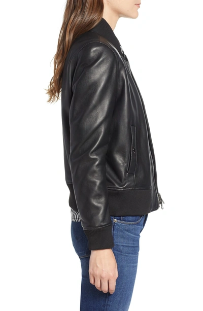 Shop Hudson Leather Bomber Jacket In Black