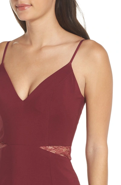 Shop Maria Bianca Nero Shannon Lace Inset Gown In Burgundy