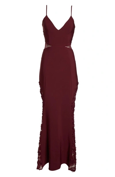 Shop Maria Bianca Nero Shannon Lace Inset Gown In Burgundy