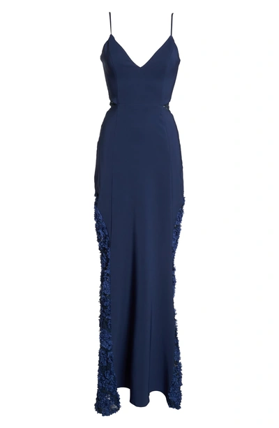Shop Maria Bianca Nero Shannon Lace Inset Gown In Dark Navy